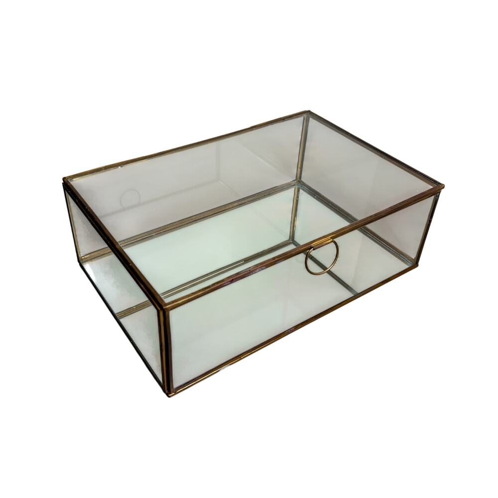 Pottery Barn Callie Glass + Brass Desk Box Display Case, 12x8 Retired - India